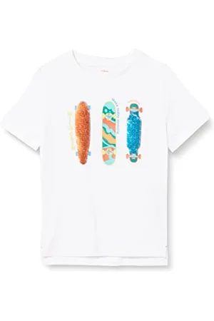 QS by s.Oliver Jungen 10.3.13.12.130.2130647 T-Shirt, kurzarm, Weiß 0100, 104-110