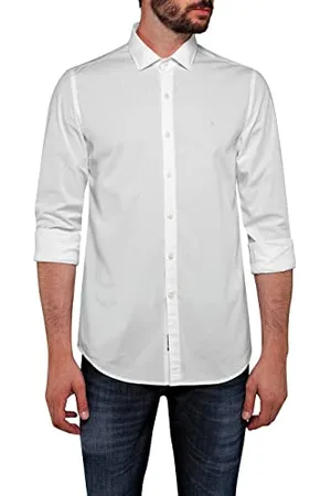 Replay Herren Hemd Langarm mit Stretch, (Weiß), XL