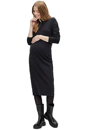 Mama;licious Damen MLEVA LS JRS MIDI HN Dress A. NOOS Strickkleid, Black, Medium