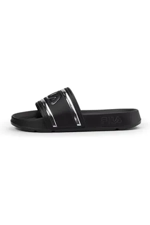 Fila Damen Morro Bay Logo Slipper wmn Slide Sandal, Black-Silver, 41 EU