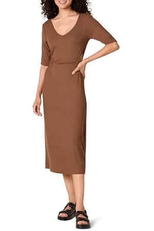 Amazon Damen Fein Geripptes Kleid mit seitlichem Ausschnitt (zuvor Daily Ritual), , M