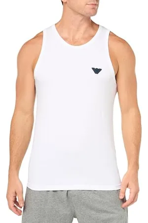 Emporio Armani Herren Shiny Logoband Tank T-Shirt, White, S