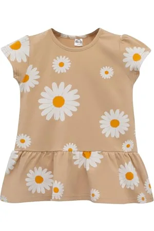 Pinókio Tunika kurtzarm Daisy, 95% Cotton 5% Elastane, bejge, Blumenmuster, Mädchen 74-122 (116)