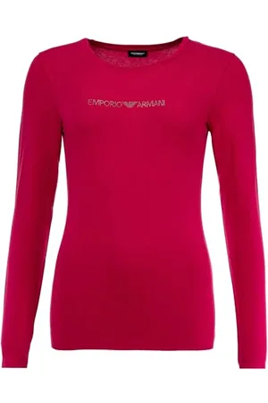Emporio Armani Damen Essential Studs Logo Long Sleeve T-Shirt, , M