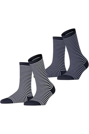 ESPRIT Damen Socken Fine Line Multipack W So Baumwolle gemustert 2 Paar, , 35-38