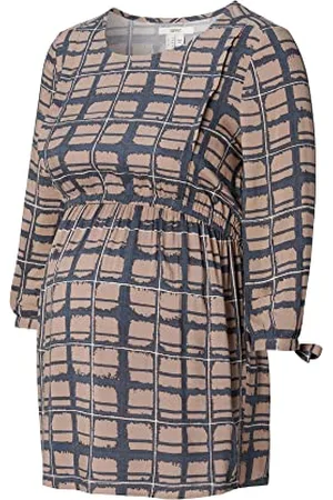 ESPRIT Damen Blouse Nursing 3/4 Sleeve Check Bluse, Taupe Grey-056, 44