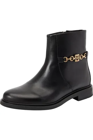 Tommy Hilfiger TH CHAIN LEATHER LOW BOOTIE ( Niedrige Stiefel Damen, (Black), 41 EU