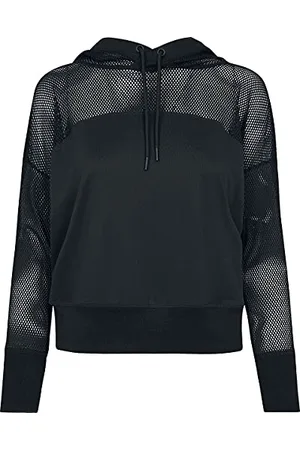Urban classics Damen TB2027-Ladies Mesh Hoody Kapuzenpullover, (Black 00007), Medium (Herstellergröße: M)