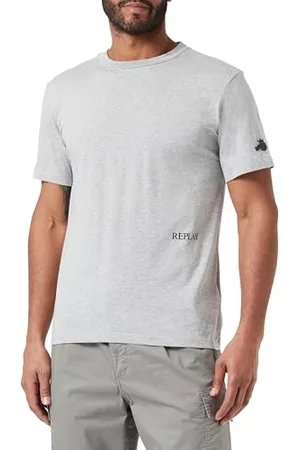 Replay Herren T-Shirt Kurzarm aus Baumwolle, (Grau), XS