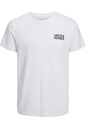 JACK & JONES Herren Rundhals T-Shirt JJECORP Logo - Regular Fit Plussize XXL-8XL, Größe:XXL, Farbe:White Large Print/Black 12158505