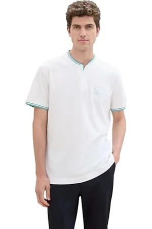 TOM TAILOR Herren Basic Piqué Poloshirt mit Stehkragen, White, XXL
