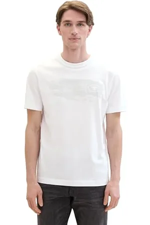 TOM TAILOR Herren T-Shirt im verwaschenen Look, White, XL