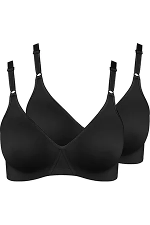 Nur Die 2er Pack Baumwoll BH bügelloser doppellagiger Softcup-BH Bra weich bequem unsichtbar nahtlos unter der Kleidung Damen