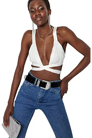 Trendyol Damen Crop Top – Ecru – Uni BH, , 38