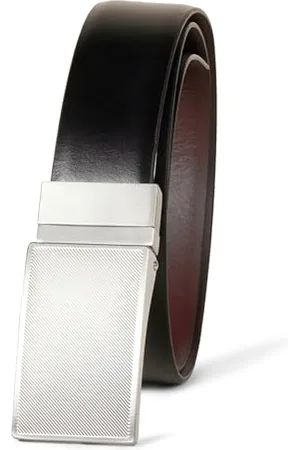Amazon Herren Wendbarer, feiner Gürtel aus Leder mit Plakette, , 110