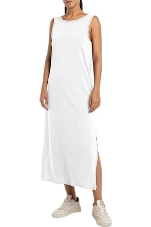 Replay Damen Kleid Kurzarm aus Baumwolle, (Weiß), XS
