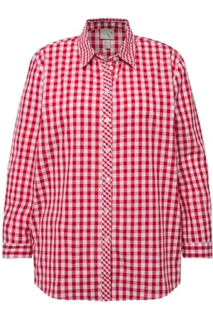 Ulla Popken Damen Karo Hembluse Tracht Bluse, , 46-48