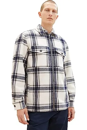 TOM TAILOR Herren 1037405 Flanell Karo-Jacke mit Teddyfell im Innenfutter, 32517-beige Wool Check, XXL
