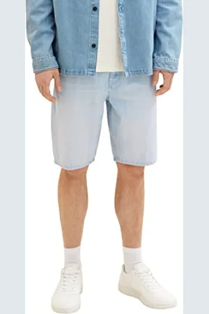 TOM TAILOR Herren 1036270 Loose Fit Jeans Bermuda Shorts, 10117-Used Bleached Blue Denim, XL