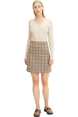 TOM TAILOR Damen Bouclé Rock mit Karomuster 1032547, , 40