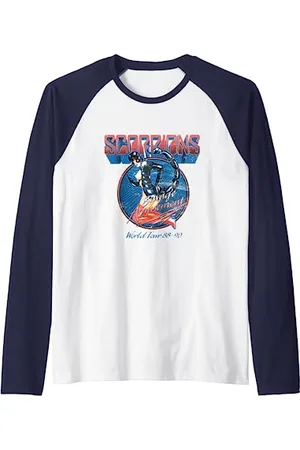 Scorpions Offizielle Savage Amusement World Tour Raglan-Shirt, Unisex, Blue, S