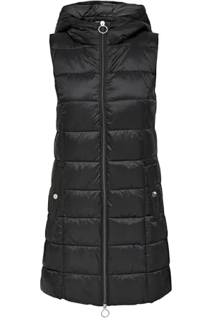 JDY Damen ZULU Long Hood Waistcoat OTW New NOOS Steppweste, Black, L