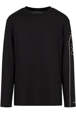 Armani Exchange Herren Long Sleeve Tee with Embroidered Ax Logo Down The Arm Regular Fit Pima Cotton Jersey T-Shirt, , L EU