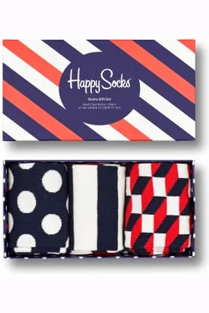 Happy Socks 3-Pack Classic Navy Geschenkbox farbenfrohe und fröhliche Socken für Männer und Frauen Größe 36-40