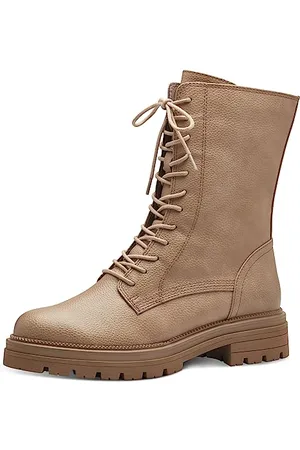 Marco Tozzi Damen Schnürstiefel ohne Absatz aus Kunstleder Flach, Grau , 38