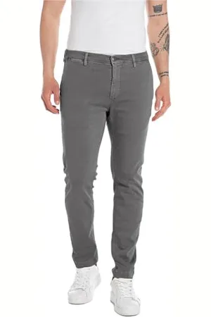 Replay Herren Chino Zeumar Slim-Fit Hyperflex X-Lite mit Stretch, (Grau), 28W / 30L