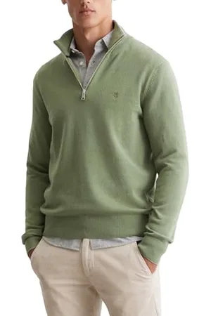 Marc O’ Polo Marc OߴPolo Herren Strickpullover mit Stehkragen Regular Fit, Grün (Victorian Mist), S