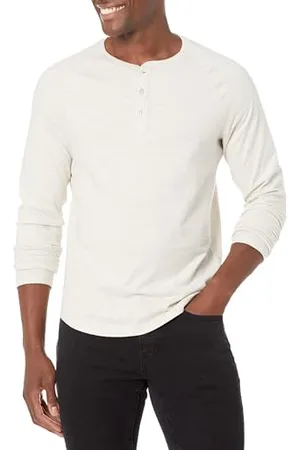 Amazon Herren Langärmeliges Henley-Shirt, Schmale Passform, , XL
