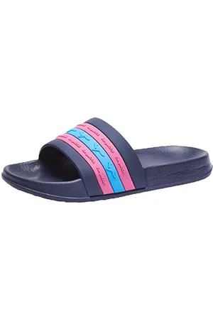 KangaROOS Unisex K-Slide Stripe Sandale, dk Navy/Daisy pink, 41 EU
