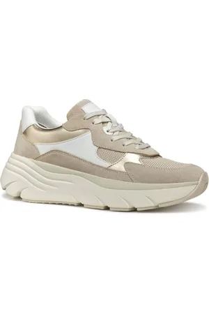 Geox Damen D DIAMANTA B Sneaker, White/Lt Taupe, 37 EU
