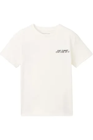 TOM TAILOR Jungen Kinder Oversized T-Shirt mit Print, Wool White, 92/98