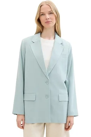 TOM TAILOR Damen Oversized Fit Basic Blazer , dusty mint blue, 44
