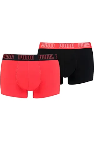 PUMA Herren Trunk Unterwäsche, Rot/Schwarz, S (2er Pack)