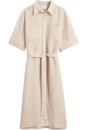 GANT Damen REL Linen SS Shirt Dress Kleid, , 32