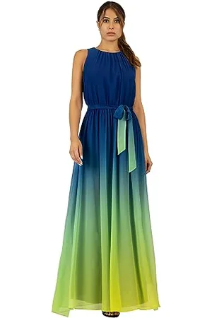 Apart Damen Maxikleid Formales Abendkleid, Blau-Mehrfarbig, 36
