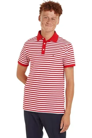 Tommy Hilfiger Herren Poloshirt Kurzarm 1985 Slim Slim Fit, Mehrfarbig (Primary Red / White), S