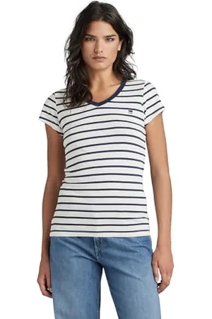 G-Star RAW Damen Eyben Stripe Slim V-Neck Top