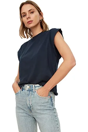 Trendyol Damen T-shirt mit Sleeveless Basic T-Shirt Westlich, , M