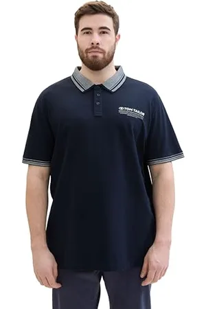 TOM TAILOR Herren Plussize Basic Piqué Poloshirt mit Logo-Print , sky captain blue, 3XL