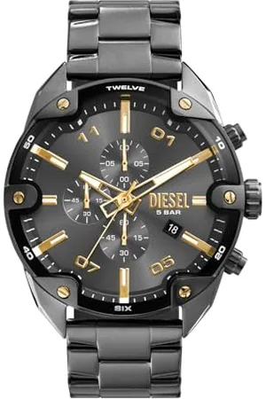 Diesel Herren Analog Quarz Uhr mit Edelstahl Armband DZ4669