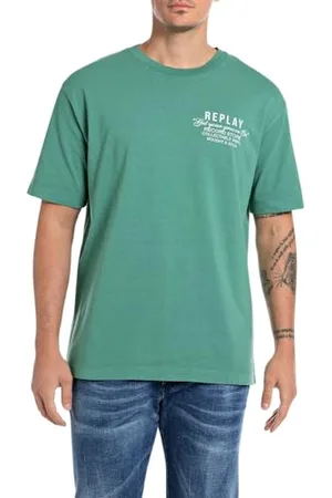 Replay Herren T-Shirt Kurzarm Oversized, Grün (Forest Green 730), L