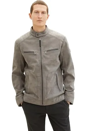 TOM TAILOR Herren Bikerjacke aus Velours, , XL