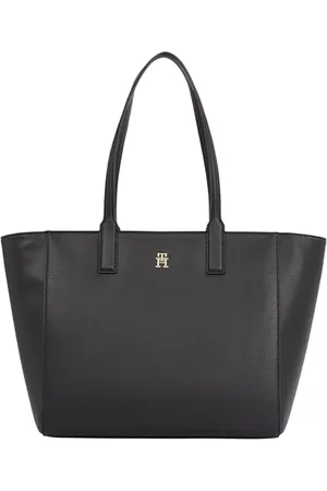 Tommy Hilfiger Damen Tote Bag Tasche Soft Logo mit Reißverschluss, Schwarz (Black), Einheitsgröße
