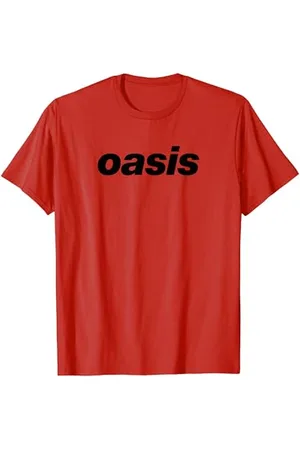 Oasis – Black Logo On Red T-Shirt