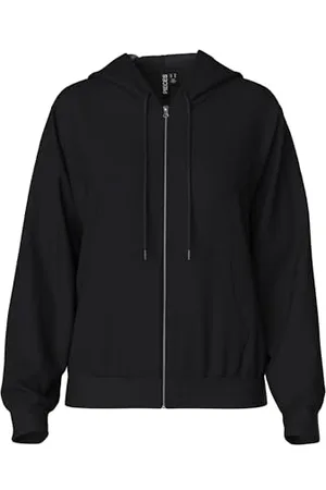 Pieces® Damen Sweatshirt Pcchilli Ls Zip Hoodie Noos Bc Kapuze mit Kordelzug Ärmelbündchen und Saum liegen an Kängurutasche M