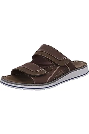 Rohde Herren Pantoletten Clogs Leder Klettverschluss Brunello 5984, Größe:43 EU, Farbe: